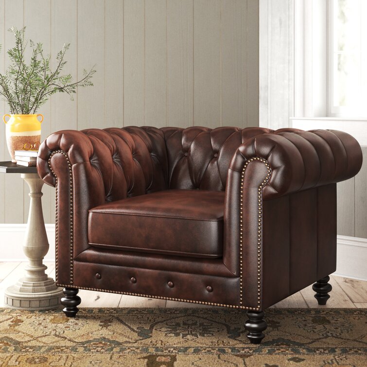 Leather outlet chesterfield chair